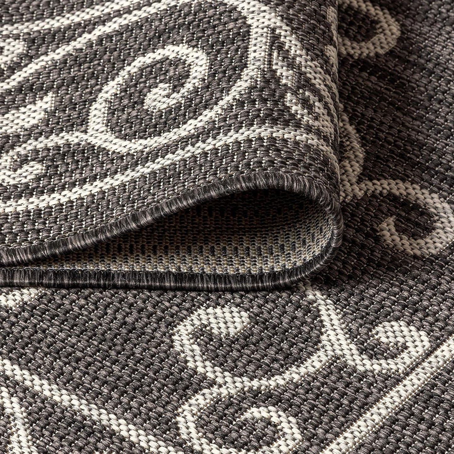 JONATHAN Y Vintage Filigree Indoor Outdoor Octagon Area Rug 8 Ft Black/Gray, Charleston Textured Weave for Backyard, Patio, Porch, Easy-Cleaning, High Traffic, Pet-Friendly Non-Shedding SMB106G-8TGN