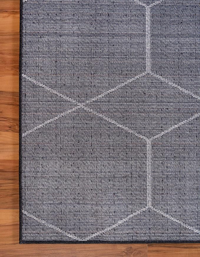 Unique Loom Trellis Frieze Collection Area Rug - Geometric (4' 1" x 6' 1", Black/ Ivory)